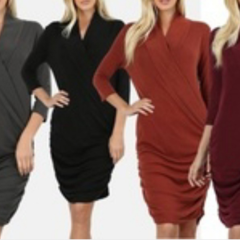 Hacci Rouched Wrap Dress Sz M Zenana Outfitters